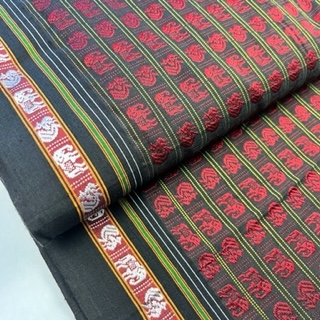 Bordürenstoff Elephant and Peacock rot