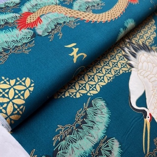 Drache und Kranich petroltürkis