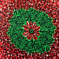 Green Wreath on orange leaves