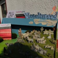Mosel Tweed 3 blau-weiß  angerauht
