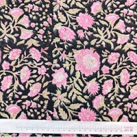 Blockprint Flower pink on black