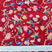 Blockprint Flowers on red
