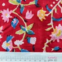 Blockprint Flowers on red