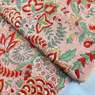 Blockprint Flower red on nude