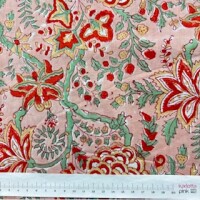 Blockprint Flower red on nude