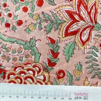 Blockprint Flower red on nude