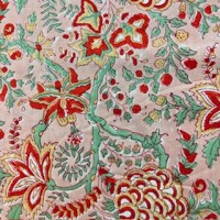 Blockprint Flower red on nude