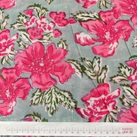 Blockprint Flowerpink on light blue