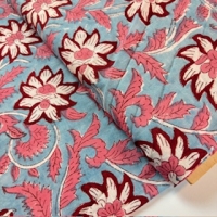 Blockprint Flower stars on light blue