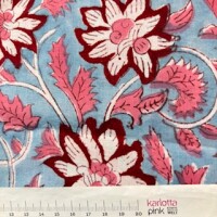 Blockprint Flower stars on light blue