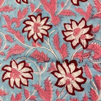 Blockprint Flower stars on light blue