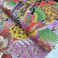 Peacock, ookiku red purple with silver seikaiha