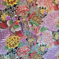 Peacock, ookiku red purple with silver seikaiha