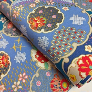 japanischer Stoff Asanoha blau