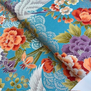 Crane light blue with silver seikaiha