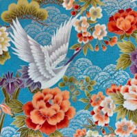 Crane light blue with silver seikaiha