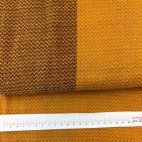 Merino Wollstoff - ocker mit brauner Bordüre