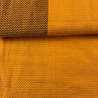 Merino Wollstoff - ocker mit brauner Bordüre