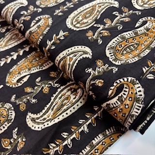 Blockprint India Paisley schwarz