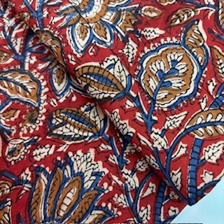 Blockprint Indian leaves on red