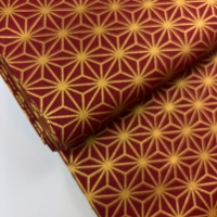 Asanoha midi gold on red