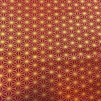 Asanoha midi gold on red