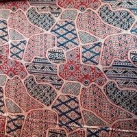 Mashru Silk Ornament red