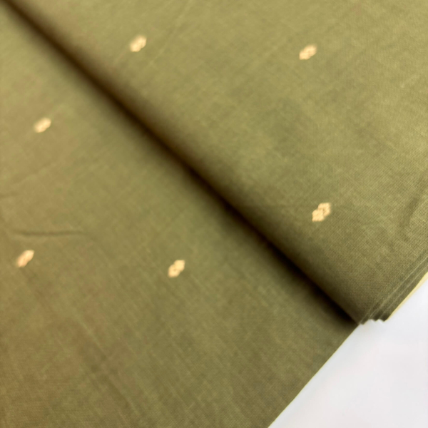 Indischer Jacquardstoff Golden drops on green