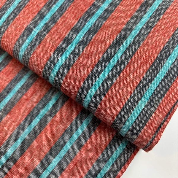 Handloom Stripes red turquoise
