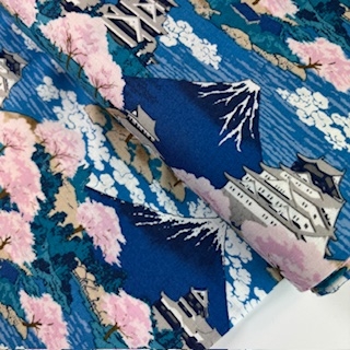 japanischer Stoff Asanoha blau