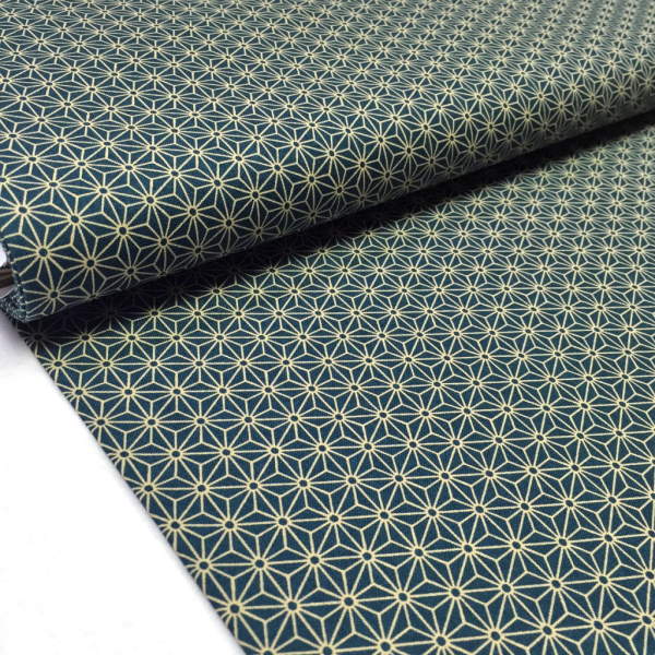 japanischer Stoff Asanoha türkis petrol