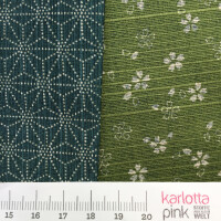 Double-Face Blume Asanoha grün/türkis