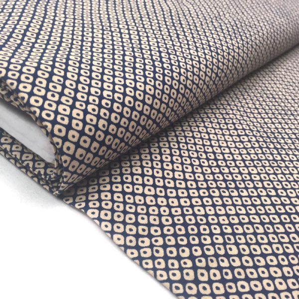 japanischer Stoff hagel kreise navy weiss